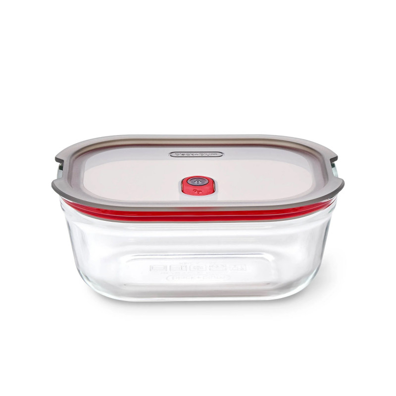 Кутия за храна Black+Blum Stack+Nest FBGR-BX-M017, 0.9 л, Правоъгълна, Подходяща за фурна, Без BPA, Боросиликатно стъкло, Сив/Червен — оферта от alleop.bg