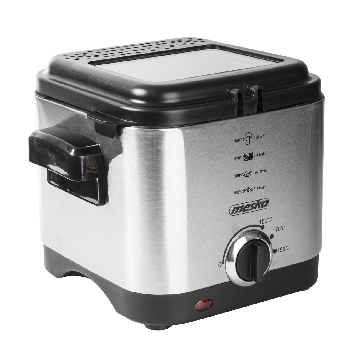 Фритюрник Mesko MS-4910, 900W, 1.5L, Неръждаема стомана, Термостат, Сребрист/Черен — оферта от potrebno.bg