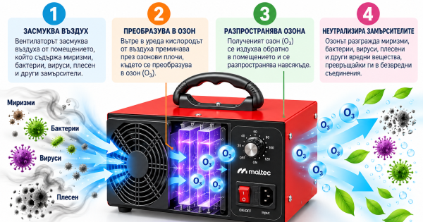 Озонов генератор MalTec MasterOzone140W – 60 000 mg/h, 140 W с таймер срещу миризми, бактерии, вируси — оферта от newfresh.org