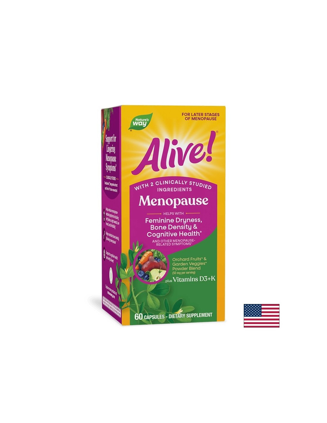 Alive Menopause – Формула с витамини D3 и K, сминдух и ресвератрол Veri-te®, 60 капсули — оферта от revita.bg