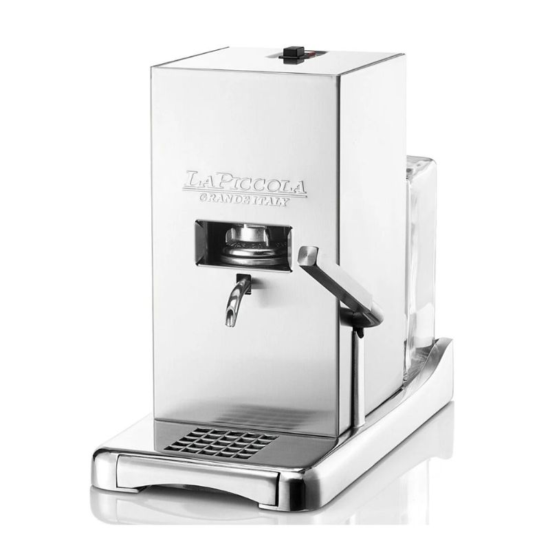 Еспресо машина La Piccola Satinata, 500W, 15bar, Сребърен нагревател, 1L, Стъклен резервоар, Ръчна изработка, Инокс — оферта от potrebno.bg