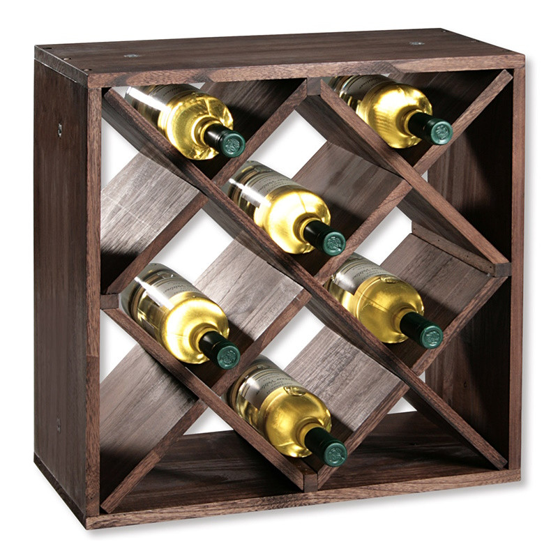 Рафт за съхранение на вино Kesper 69244, 50x50x25 см, 12 отделения, За до 20 бутилки, Бор, Кафяв — оферта от alleop.bg