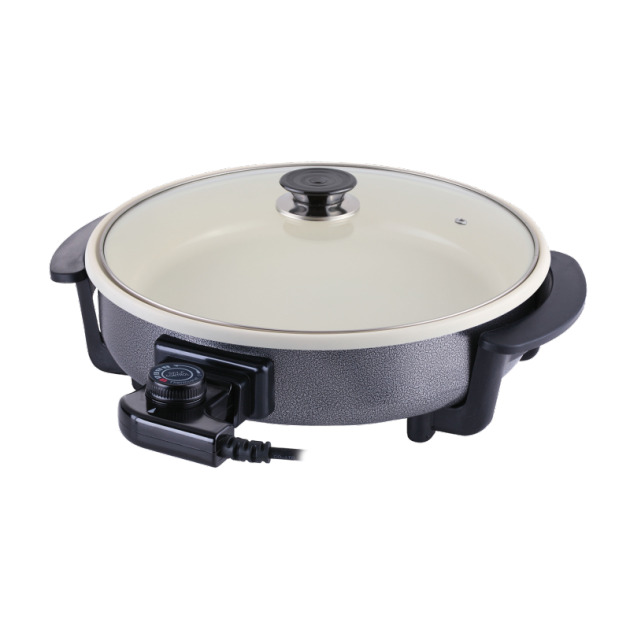 Електрически тиган Elit P-40.9, 1500W, Ø40 см, Стъклен капак, Керамично покритие, Термостат, Черен — оферта от potrebno.bg