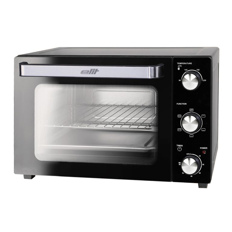 Електрическа фурна с въртящ се шиш Elit OPTIONE, 1500W, 35L, 6 функции, Таймер, Черен — оферта от potrebno.bg