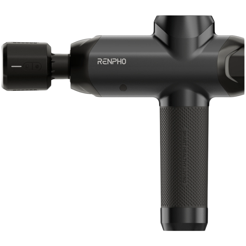 Масажен пистолет RENPHO Power+, 15W, 150 мин, 6 скорости, 1850-2600 об/мин, 4 степени охлаждане/затопляне, Таймер, Тъч скрийн, Bluetooth, Черен — оферта от alleop.bg