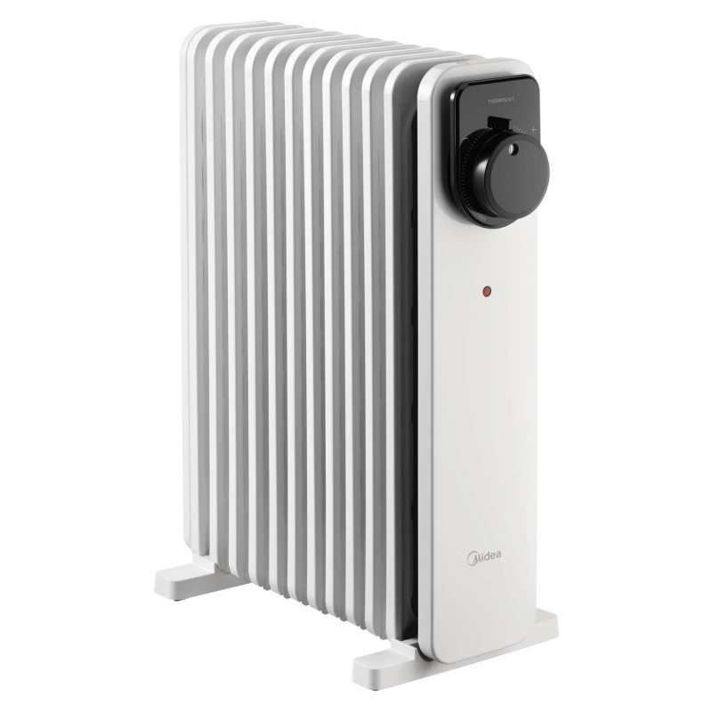 Маслен радиатор Midea MHO2311MCPW, 2300W, 20 м2, 11 ребра, 3 степени, Механичен термостат, Таймер, Бял — оферта от alleop.bg
