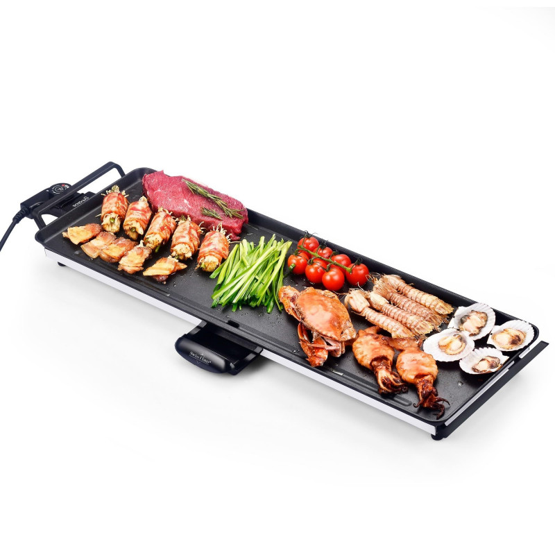 Тепаняки скара Swiss Haus Basel Premium SH-TP70, 1800W, 70х23 см, Керамично покритие, Термостат, Тавичка за мазнина, Без BPA и PFAS, Черен — оферта от alleop.bg