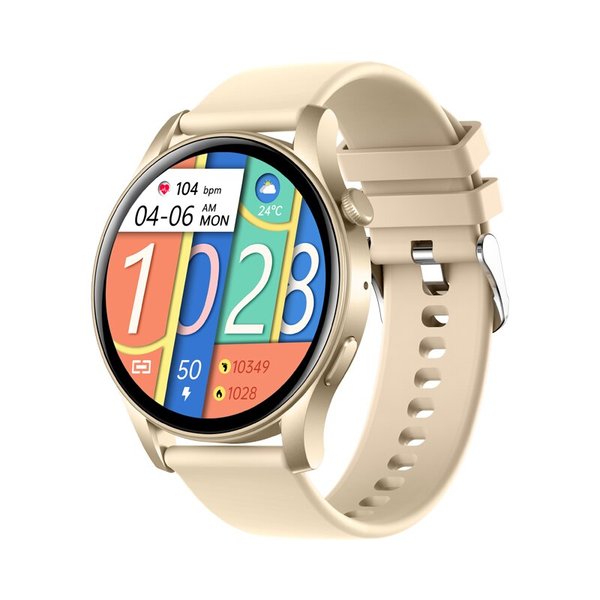 Смарт часовник NUBI KM58, AMOLED, Bluetooth, Пулс, Кръвно налягане, Златен — оферта от nubi.bg