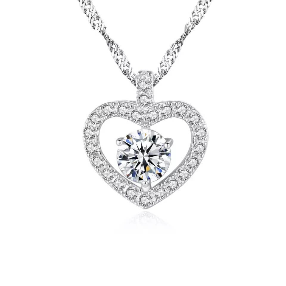 Сребърно колие - Crystal Heart — оферта от silversense.bg