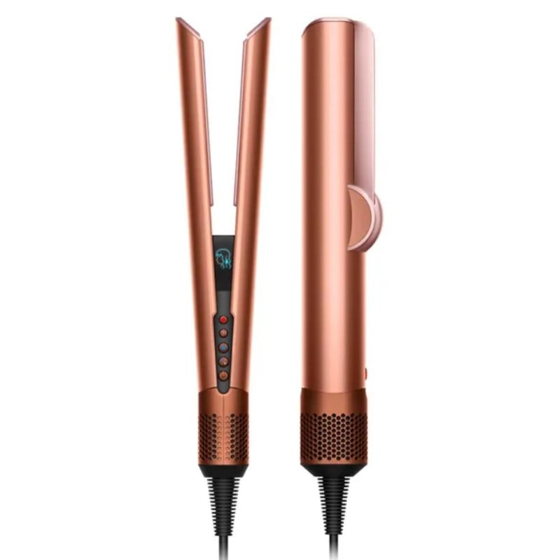 Преса за коса Dyson HT01 Airstrait Amsi/Pkcp 143343-01, 1600W, Маx 140C, Йонизация, 6 нива на темп, Щадяща косата, Медно покритие, LCD дисплей, Кехлибар/розово ... — оферта от alleop.bg