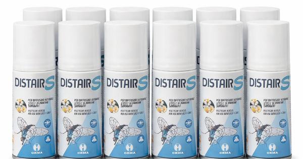 12 бр. Резервен пълнител DISTAIR S за унищожаване на Мухи, Оси, Комари, Молци и др. летящи насекоми 250 мл — оферта от newfresh.org