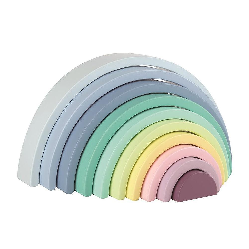 Lelin дървена дъга в пастелни цветове Монтесори — оферта от woodenmagic.bg