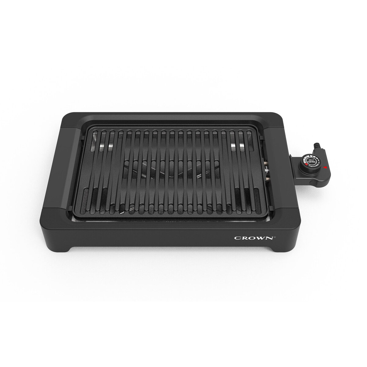 Електрическа скара Crown CSG-10W3020, 1000W, 5 степени, Термостат, Незалепващо покритие, Черен — оферта от potrebno.bg