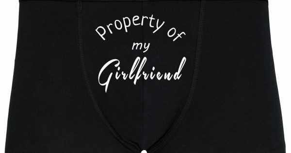 Мъжки боксерки с щампа - Property Of My Girlfriend — оферта от clothink.eu