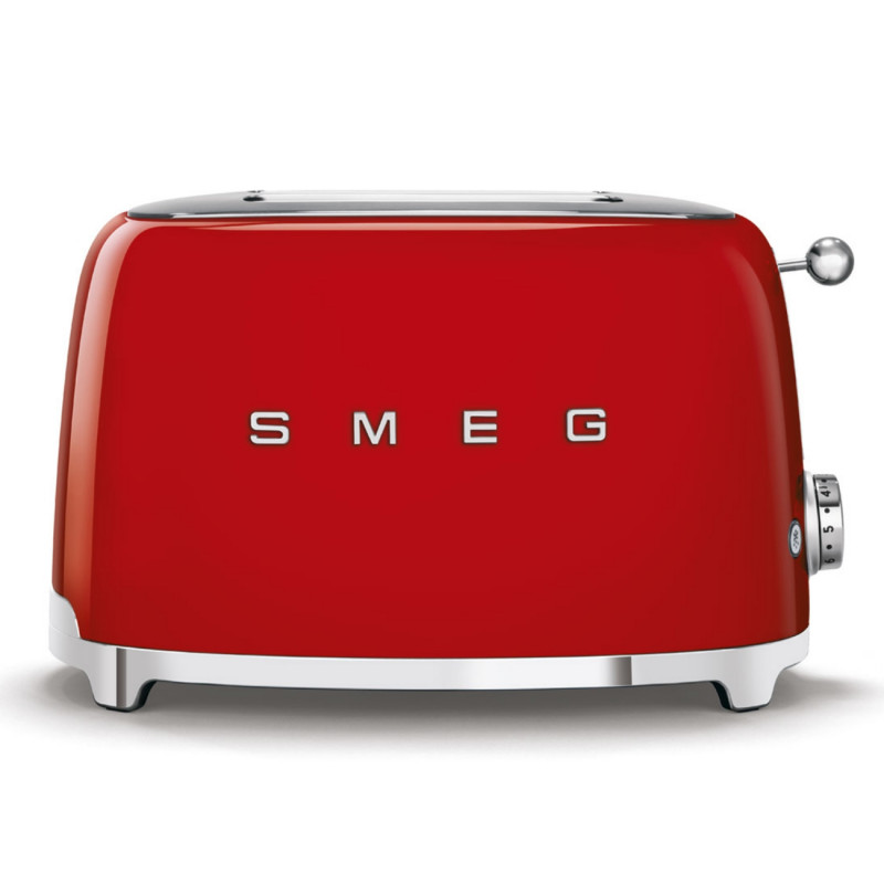 Тостер за хляб SMEG 50's Style TSF01RDEU, 950W, 2 филии, 6 нива, Тавичка за трохи, Вграден кабел, Неръждаема стомана, Червен — оферта от alleop.bg