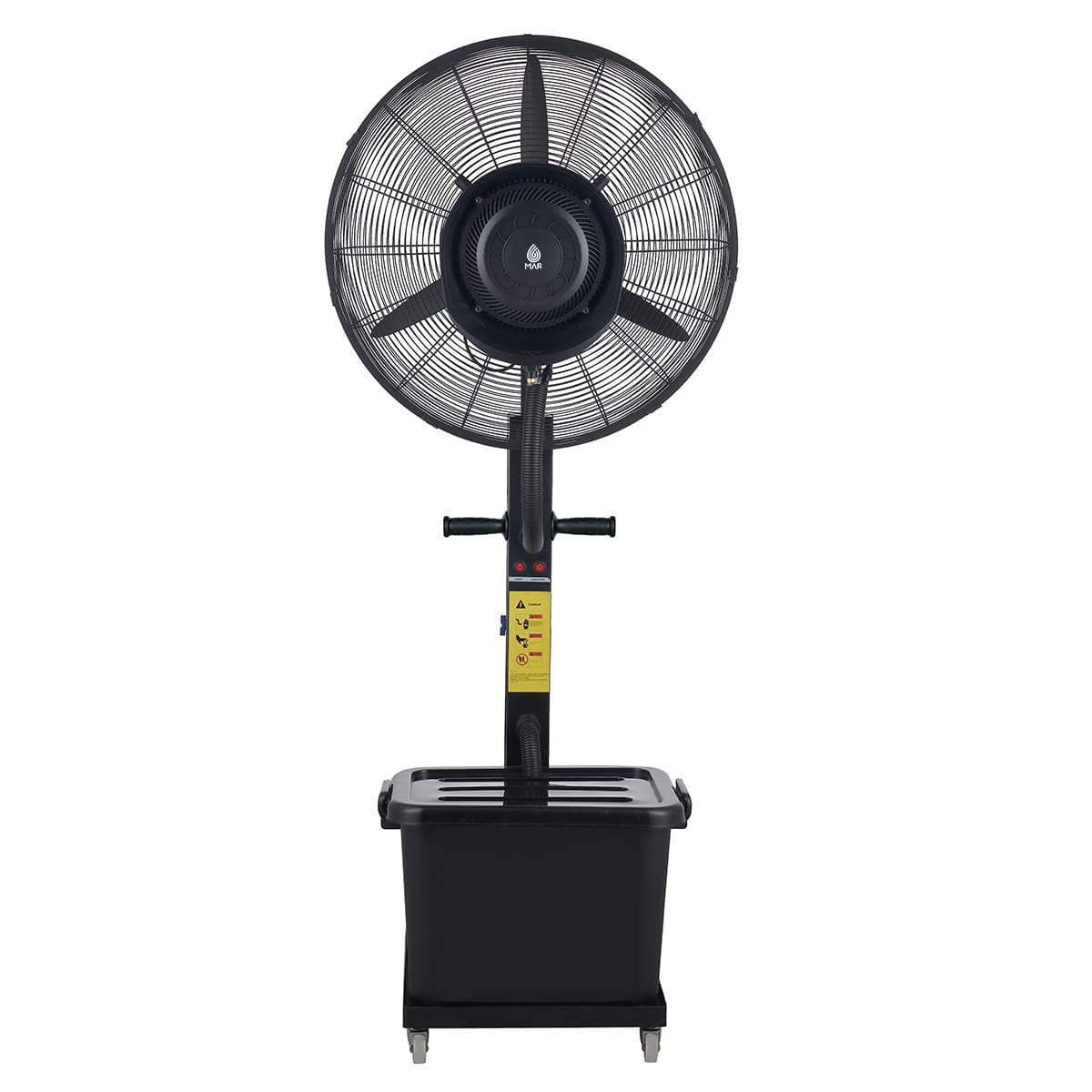 Вентилатор с водна мъгла MAR WF-2632 MAX, 230W, 40L резервоар, 1500–4000 ml/h, 3 скорости, Черен — оферта от potrebno.bg