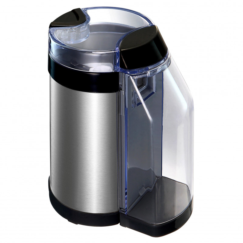 Кафемелачка Oliver Voltz OV51172D, 130W, Контейнер за смляно кафе 50 гр, 2 филтъра за фино и едро кафе, Черен/Сребрист — оферта от alleop.bg