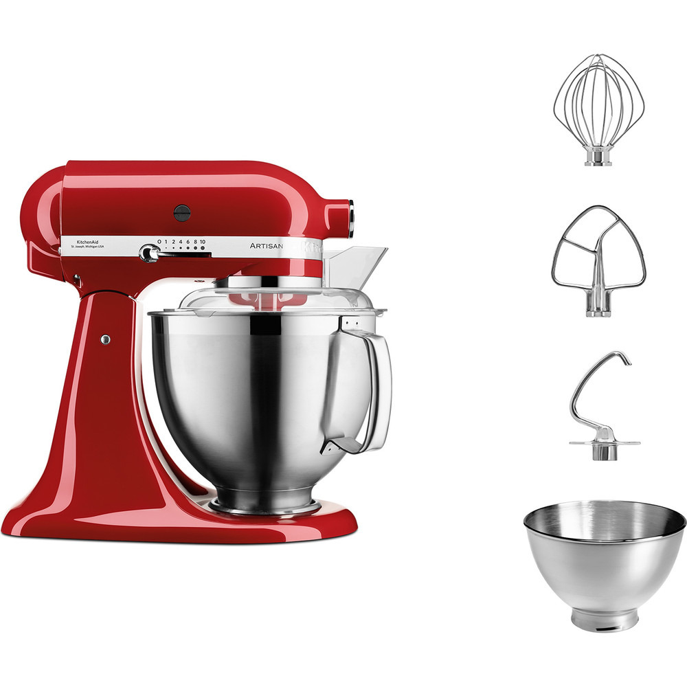 Планетарен миксер KitchenAid Artisan 5KSM185PSEER, 300W, 4.8L, червен — оферта от airtrade.bg