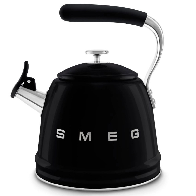 Свирещ чайник Smeg CKLW2001BL,  2.3 л, Индукция, Ненагряваща се дръжка, Стомана, Черен — оферта от alleop.bg