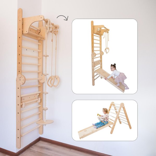 4в1 Сгъваем Триъгълник и Шведска стена — оферта от woodenmagic.bg