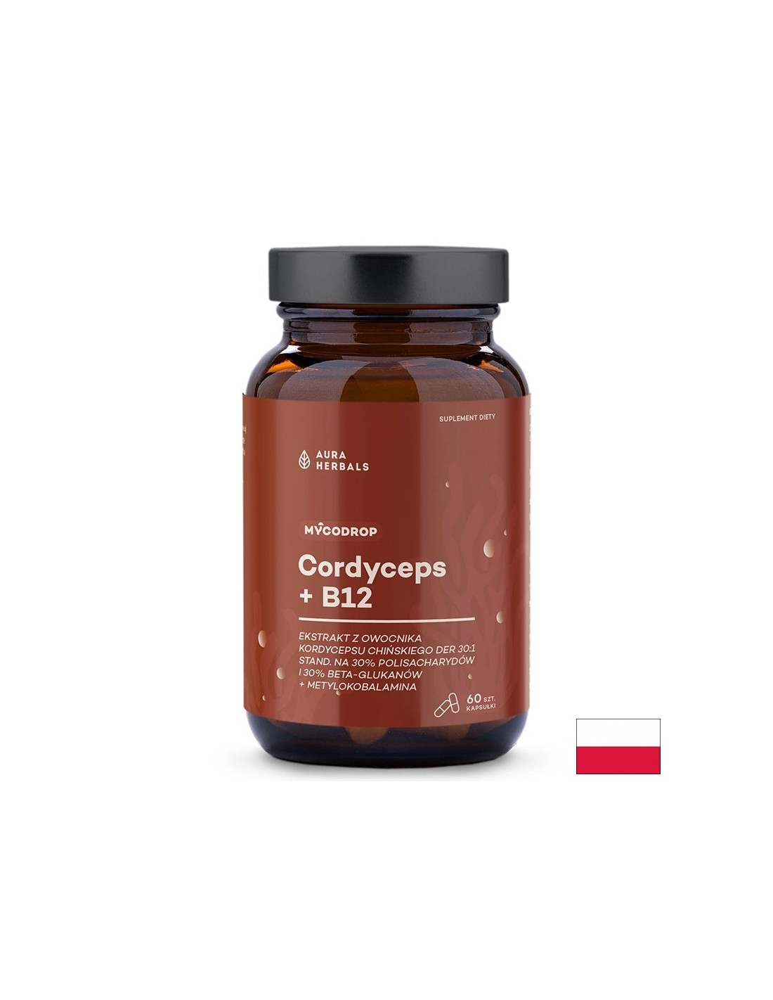 Mycodrop Кордицепс 500 mg + витамин B12 50 µg – При умора и физическо изтощение, 60 капсули — оферта от revita.bg