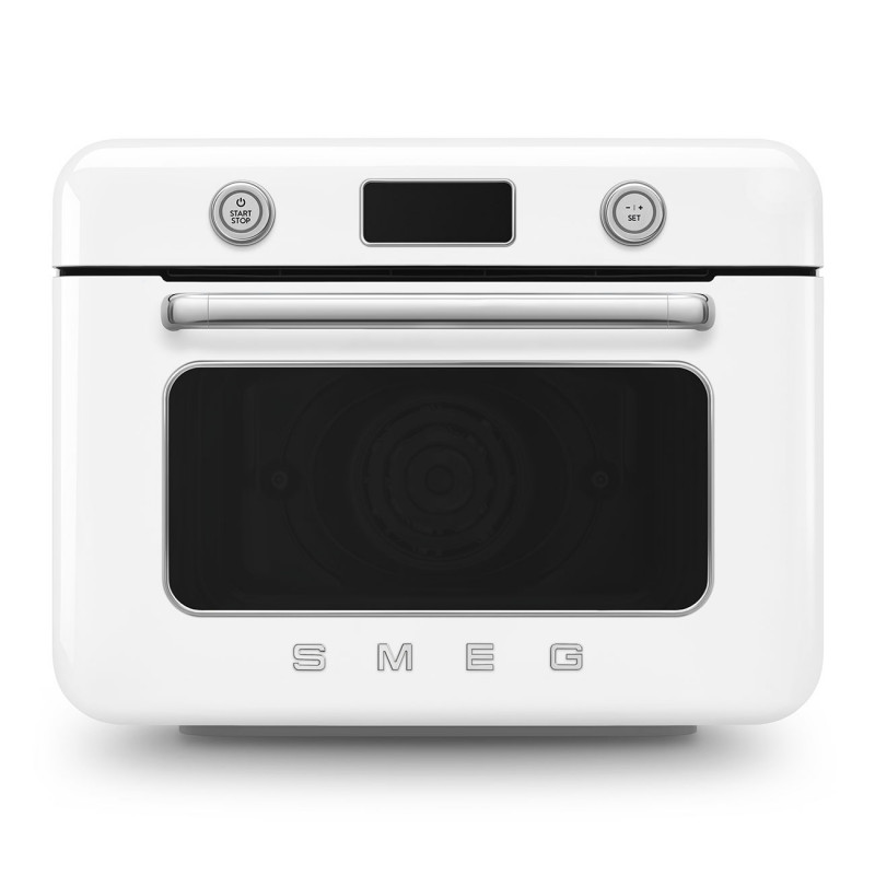 Мини фурна с комбинирана пара Smeg COF01WHEU, 1800 W, 10 функции, LCD дисплей, 40-230C, Бяла — оферта от alleop.bg