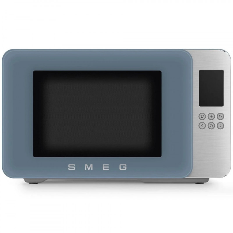 Микровълнова фурна с грил 4в1 SMEG Collezione MOC01SBMEU, 1900W, 29 л, 18 програми, Плавно затваряне, Звуков сигнал, LCD, Син — оферта от alleop.bg