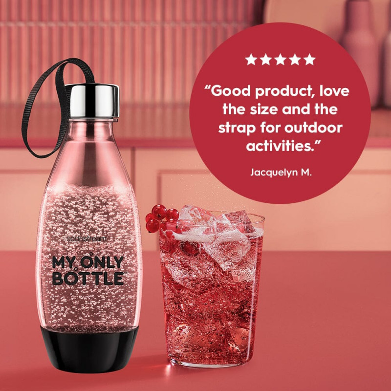 Бутилка за газиране Sodastream My Only Bottle, 0.5 л, Без BPA, Съвместим с Spirit, Jet, Fizzi, Genesis, One Touch, Play, Power и Source, Черен — оферта от alleop.bg