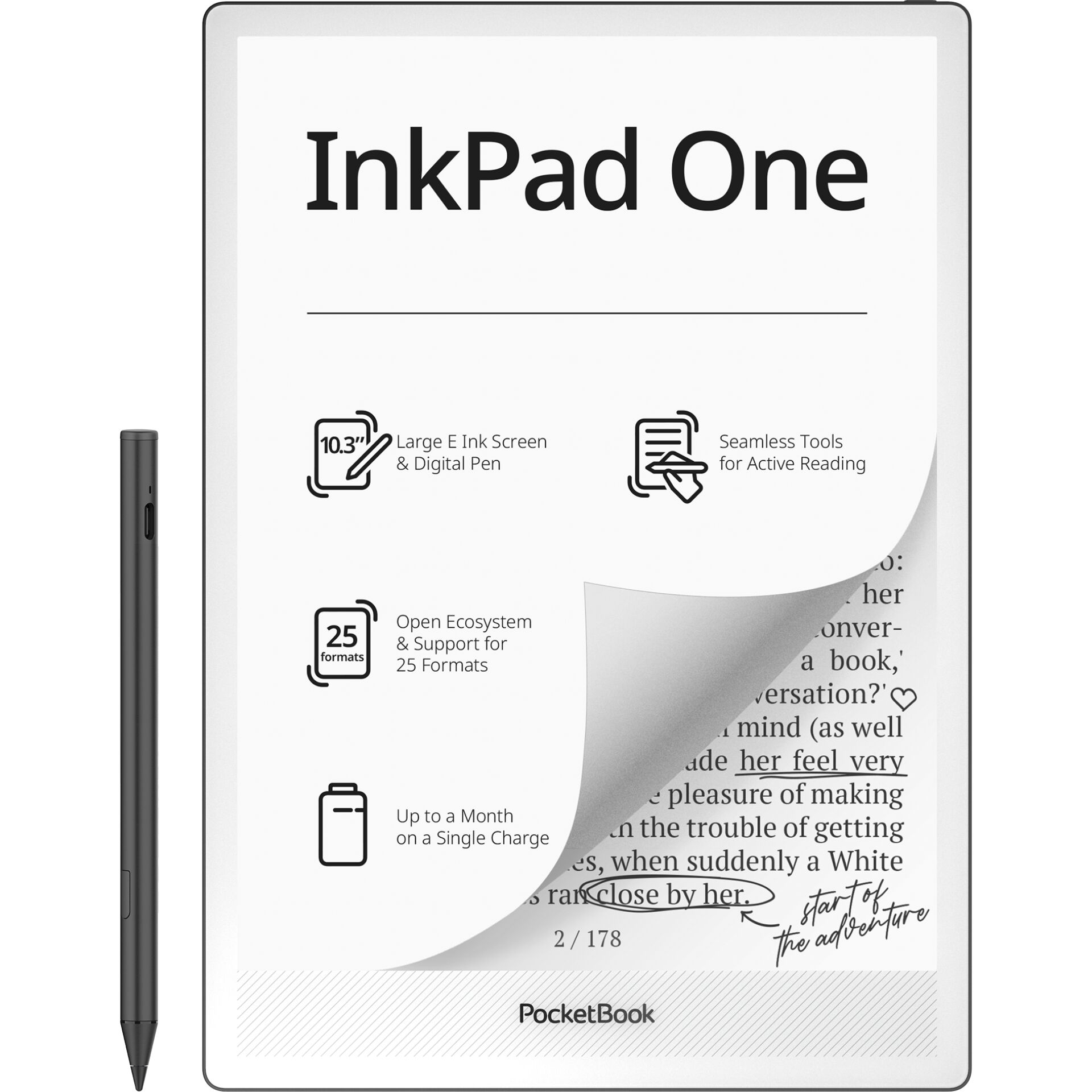 Електронен четец PocketBook InkPad One, 32GB, черен – PB1030-8-WW-B — оферта от airtrade.bg