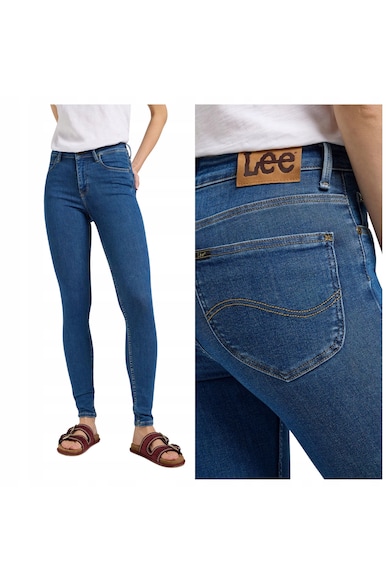 Дамски дънки -  Scarlett High - Slim Fit - Висока талия - Дълги - С цип - 5 джоба - Памук - Син - Син — оферта от FashionDays.bg
