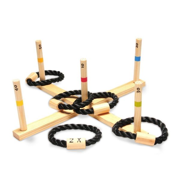 Класическа игра с въжени рингове за двора — оферта от woodenmagic.bg