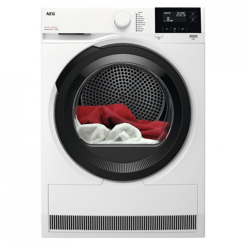 Сушилня AEG TR718BE, Клас D, 118 л, 8 кг, LED дисплей, Филтър EasyClean, MixDry, Anticrease, Бял — оферта от alleop.bg