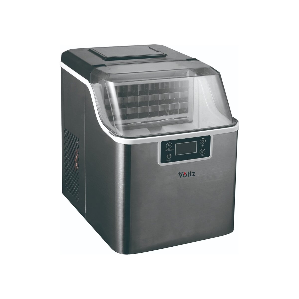 Ледогенератор Oliver Voltz OV51447D, 170W, 22кг/24ч, 3.2 л, 24 квадратни кубчета за цикъл работа, Инокс — оферта от technomani.bg/